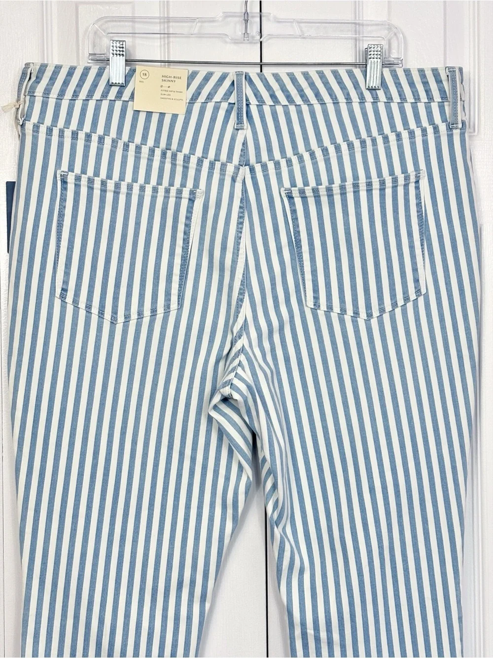 NWT Universal Thread Blue Stripe Button Fly High Rise Skinny Jeans 18